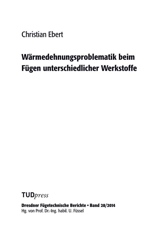 Produktbild: W&auml;rmedehnungsproblematik beim F&uuml;gen unterschiedlicher Werkstoffe