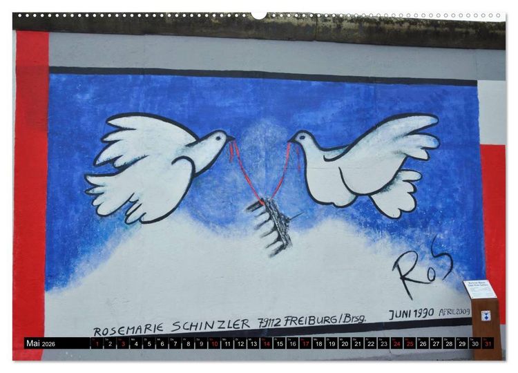 Produktbild: Berlin - Die East Side Gallery (hochwertiger Premium Wandkalender 2026 DIN A2 quer), Kunstdruck in Hochglanz