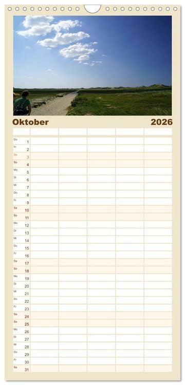 Produktbild: Familienplaner 2026 - Norderney - von barfu&szlig; bis Lackschuh mit 5 Spalten (Wandkalender, 21 x 45 cm) CALVENDO