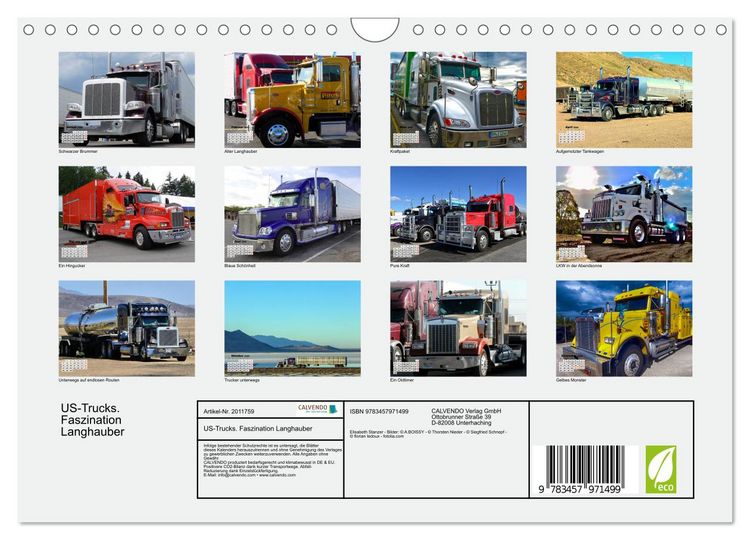 Produktbild: US-Trucks. Faszination Langhauber (Wandkalender 2026 DIN A4 quer), CALVENDO Monatskalender