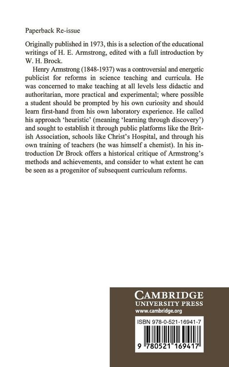 Produktbild: H. E. Armstrong and the Teaching of Science 1880 1930