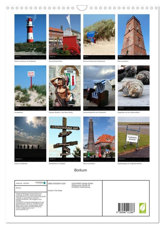 Produktbild: Borkum (Wandkalender 2027 DIN A3 hoch), CALVENDO Monatskalender