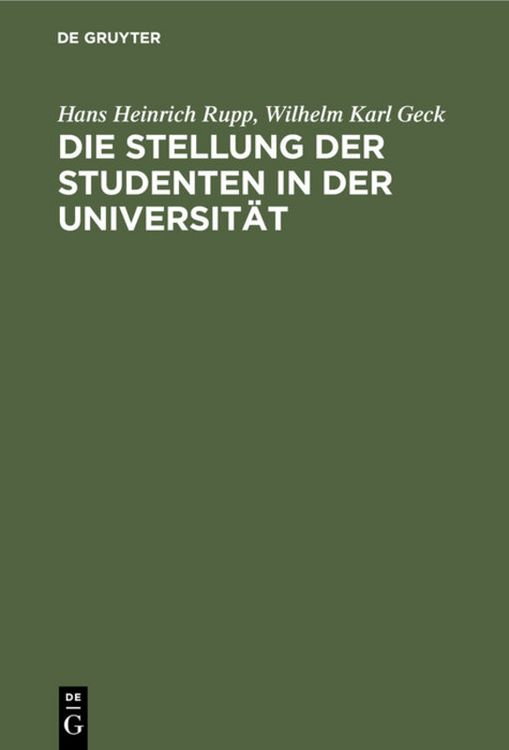 Produktbild: Die Stellung der Studenten in der Universit&auml;t