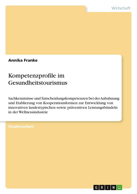 Produktbild: Kompetenzprofile im Gesundheitstourismus