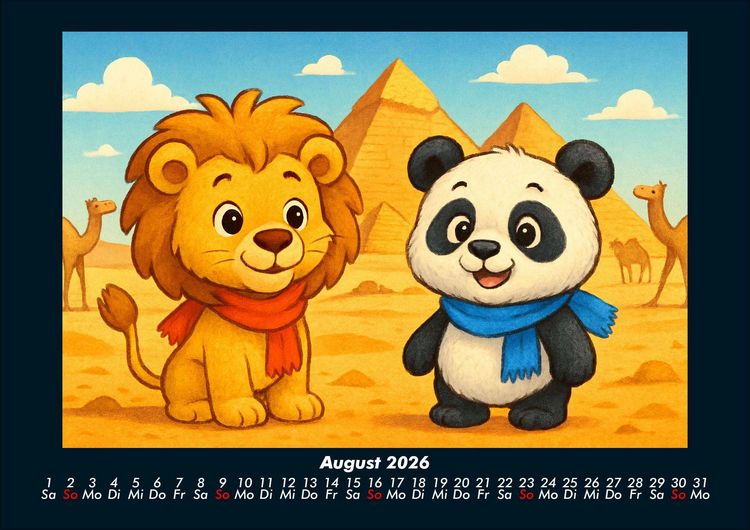 Produktbild: Buschi und Pippin - Reise zu den Weltwundern 2026 Fotokalender DIN A4