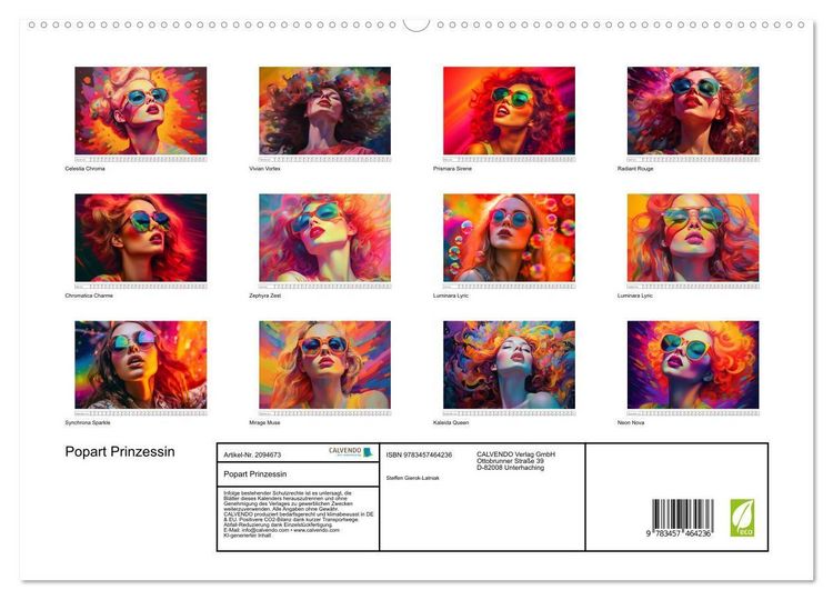 Produktbild: Popart Prinzessin (hochwertiger Premium Wandkalender 2026 DIN A2 quer), Kunstdruck in Hochglanz