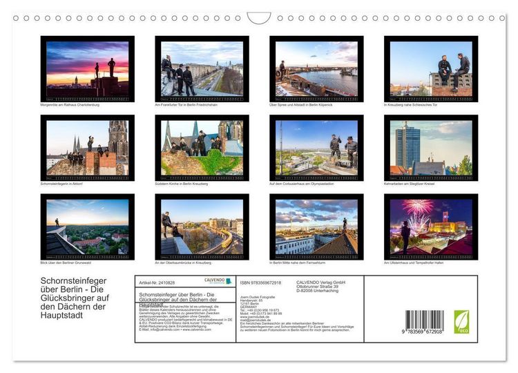 Produktbild: Schornsteinfeger &uuml;ber Berlin - Die Gl&uuml;cksbringer auf den D&auml;chern der Hauptstadt (Wandkalender 2027 DIN A3 quer), CALVENDO Monatskalender