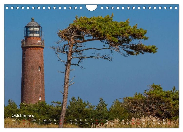 Produktbild: Die sch&ouml;nsten Leuchtt&uuml;rme - Deutsche Ostsee (Wandkalender 2026 DIN A4 quer), CALVENDO Monatskalender