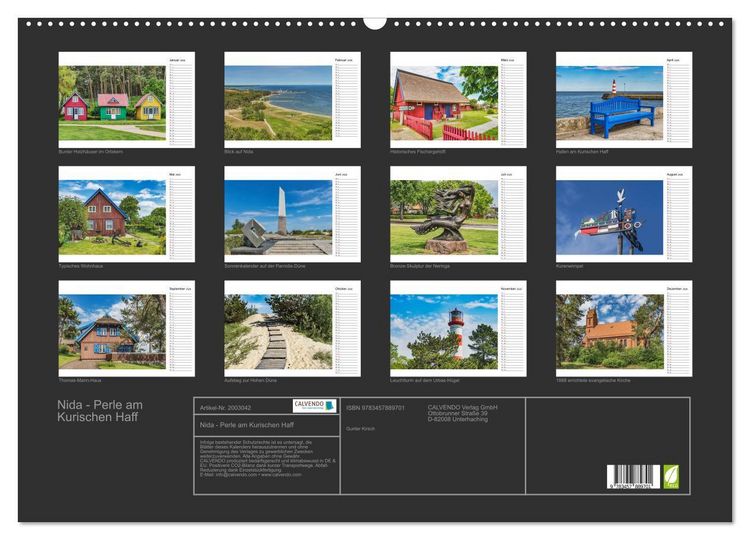 Produktbild: Nida - Perle am Kurischen Haff (Wandkalender 2026 DIN A2 quer), CALVENDO Monatskalender