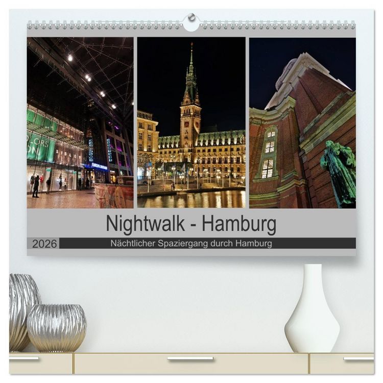 Produktbild: Nightwalk - Hamburg (hochwertiger Premium Wandkalender 2026 DIN A2 quer), Kunstdruck in Hochglanz
