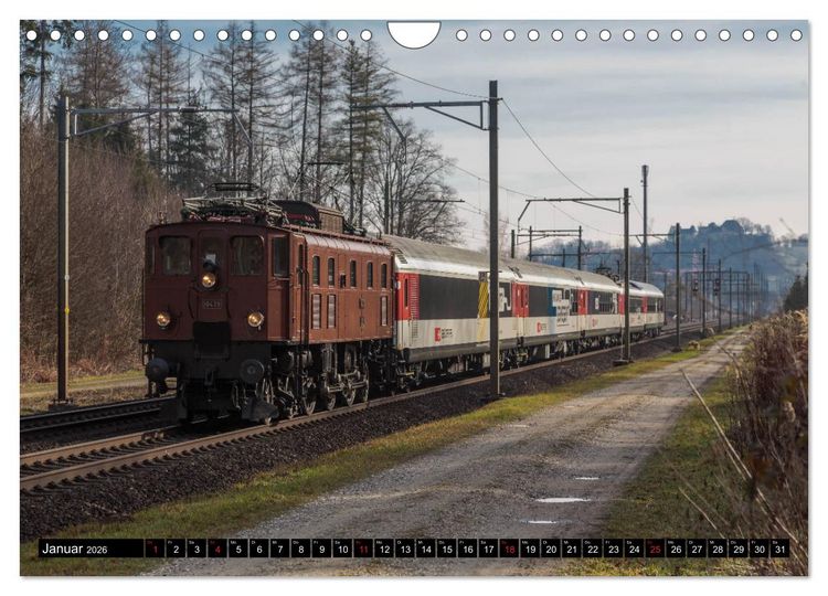 Produktbild: Eisenbahn-Nostalgie - Oldtimer auf Schweizer Schienen (Wandkalender 2026 DIN A4 quer), CALVENDO Monatskalender