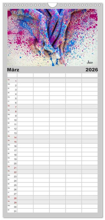 Produktbild: Familienplaner 2026 - FARBSPIELE - Akt im Feuerwerk der Farben mit 5 Spalten (Wandkalender, 21 x 45 cm) CALVENDO