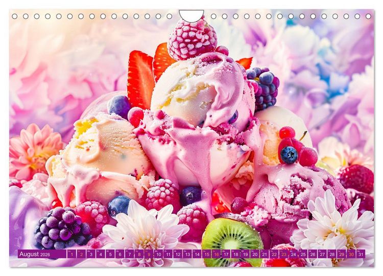 Produktbild: Eiscreme-Tr&auml;ume - S&uuml;&szlig;e Verlockung und florale Sch&ouml;nheiten (Wandkalender 2026 DIN A4 quer), CALVENDO Monatskalender
