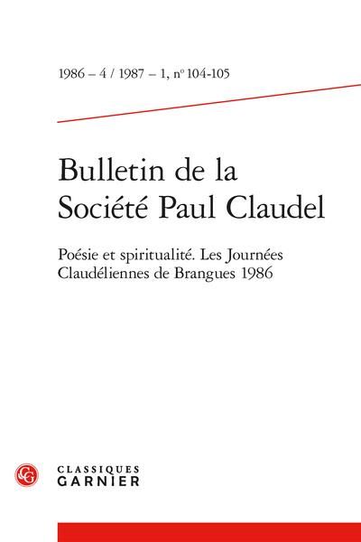Produktbild: Bulletin de la Societe Paul Claudel; Poesie et Spiritualite; les