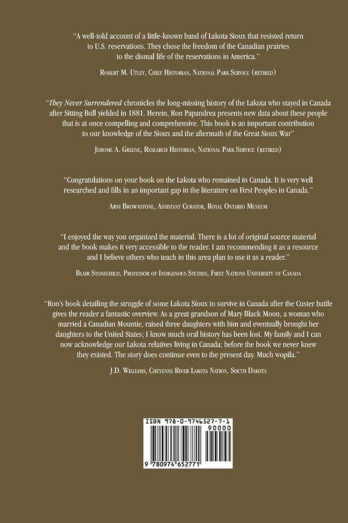 Produktbild: They Never Surrendered, The Lakota Sioux Band That Stayed in Canada
