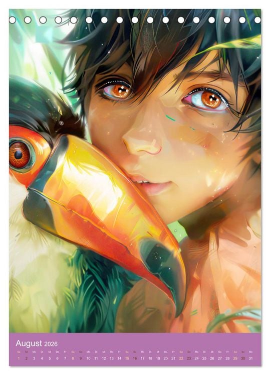 Produktbild: Manga Kinder - Unersch&uuml;tterliche Tierliebe (Tischkalender 2026 DIN A5 hoch), CALVENDO Monatskalender