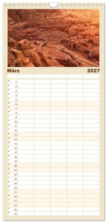 Produktbild: Familienplaner 2027 - Jordanien Sand, Stein und Salz mit 5 Spalten (Wandkalender, 21 x 45 cm) CALVENDO