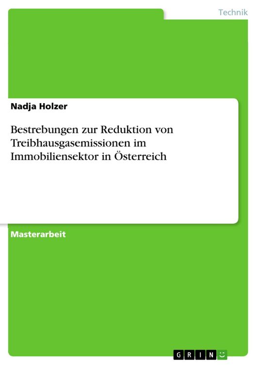 Produktbild: Bestrebungen zur Reduktion von Treibhausgasemissionen im Immobiliensektor in &Ouml;sterreich