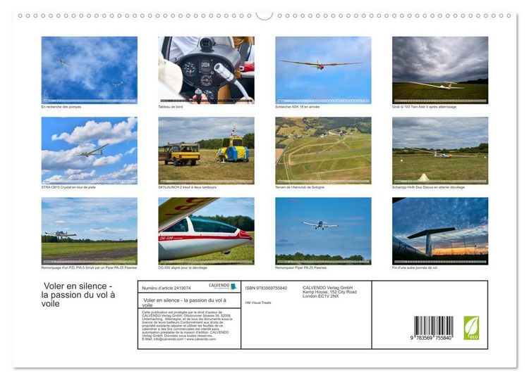 Produktbild: Voler en silence - la passion du vol &agrave; voile (Calendrier mural haut de gamme 2027 DIN A2 vertical), CALVENDO calendrier mensuel