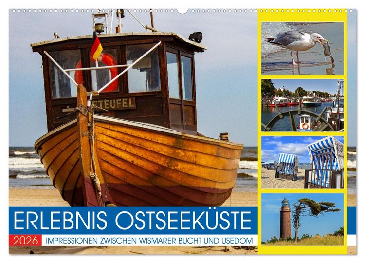 Produktbild: Erlebnis Ostseek&uuml;ste - zwischen Wismarer Bucht und Usedom (Wandkalender 2026 DIN A2 quer), CALVENDO Monatskalender