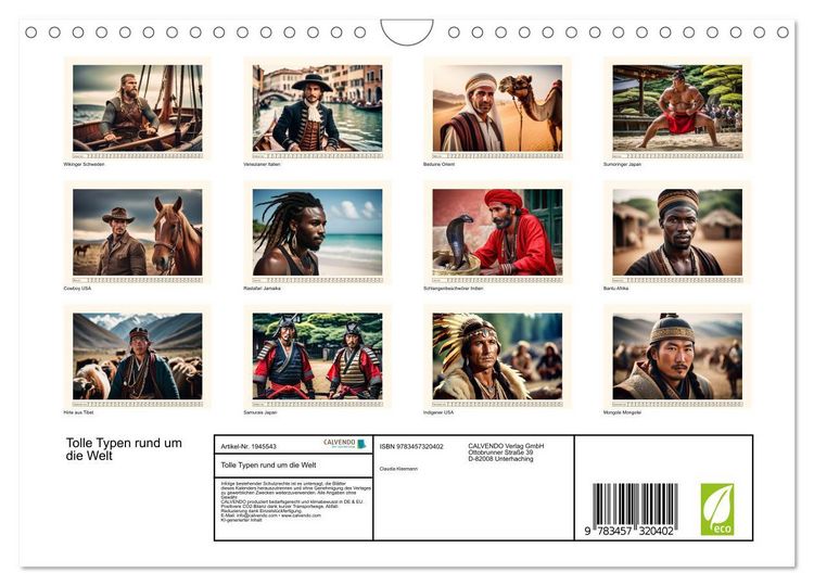 Produktbild: Tolle Typen rund um die Welt (Wandkalender 2026 DIN A4 quer), CALVENDO Monatskalender