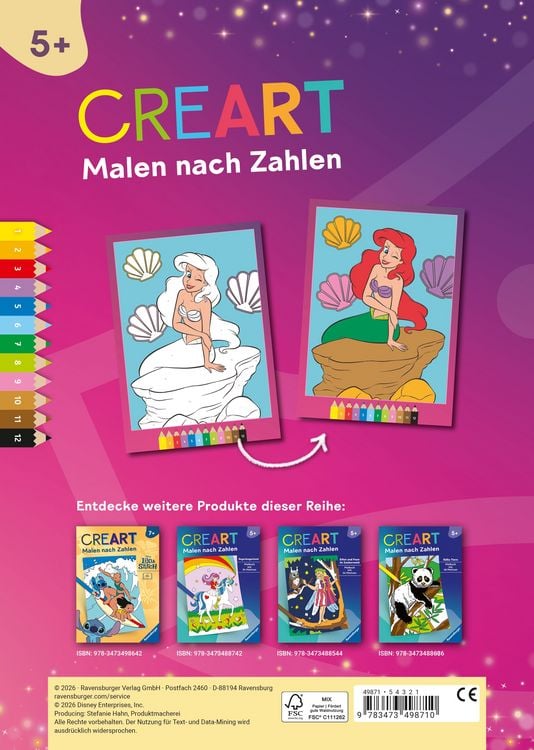 Produktbild: CreArt Malen nach Zahlen ab 5 Disney Prinzessinnen - Starke M&auml;dchen