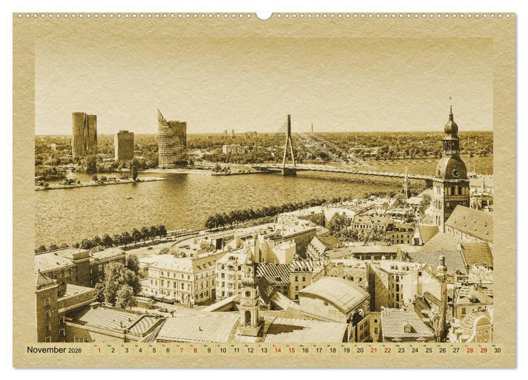 Produktbild: Riga &ndash; Ein Kalender im Zeitungsstil (hochwertiger Premium Wandkalender 2026 DIN A2 quer), Kunstdruck in Hochglanz