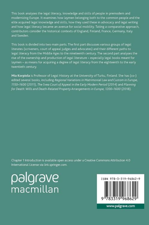 Produktbild: Legal Literacy in Premodern European Societies