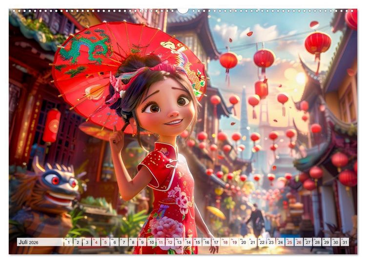 Produktbild: Chinesische Fantasy - Szenen inspiriert von Anime und Tradition (hochwertiger Premium Wandkalender 2026 DIN A2 quer), Kunstdruck in Hochglanz