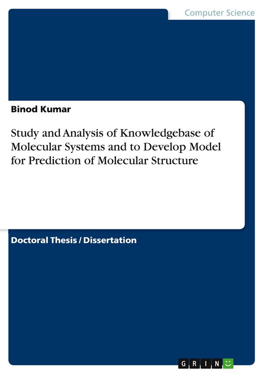 Produktbild: Study and Analysis of Knowledgebase of Molecular Systems and to Develop Model for Prediction of Molecular Structure