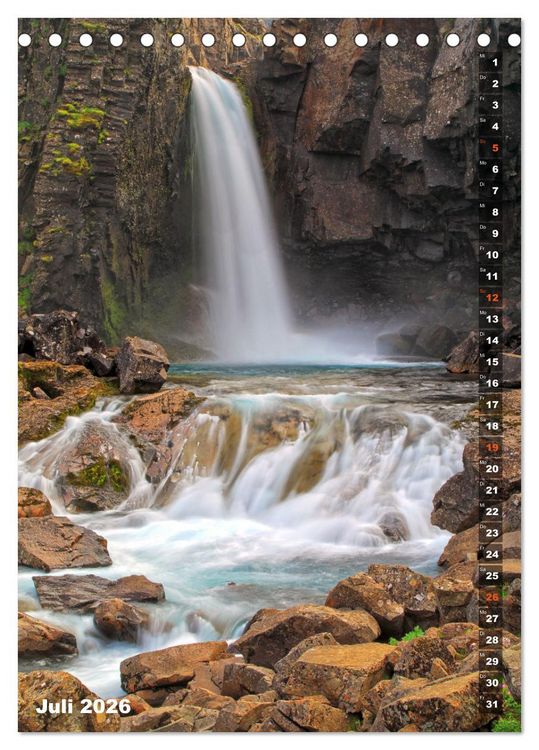 Produktbild: Wasserf&auml;lle auf Island (Tischkalender 2026 DIN A5 hoch), CALVENDO Monatskalender