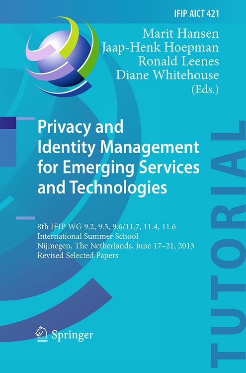 Produktbild: Privacy and Identity Management for Emerging Services and Technologies