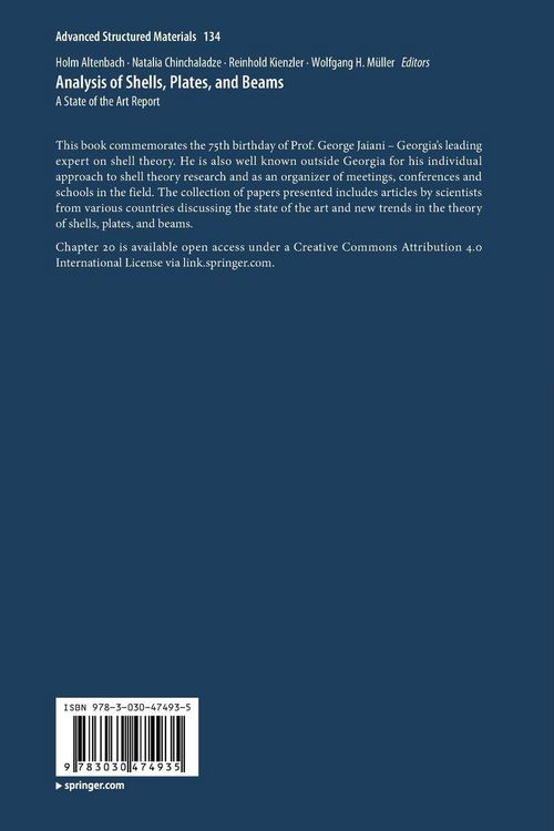 Produktbild: Analysis of Shells, Plates, and Beams