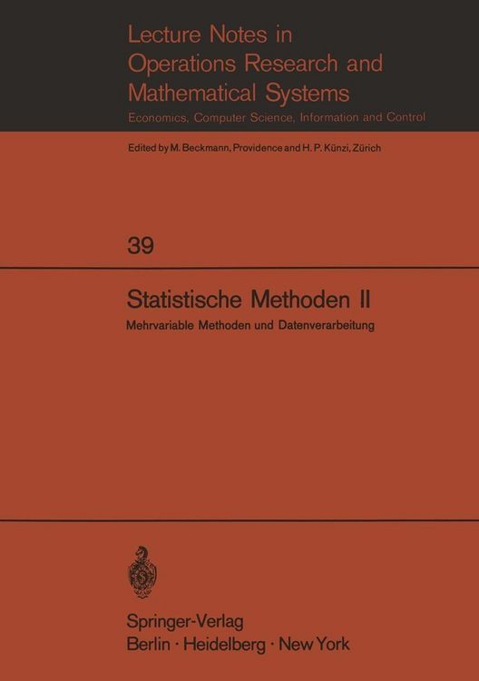 Bild vom Artikel Statistische Methoden II vom Autor E. Walter