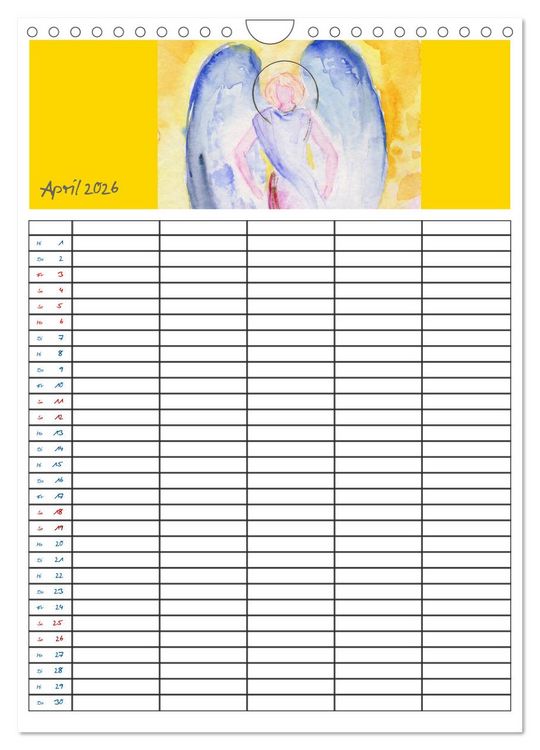 Produktbild: Engelhafter Familienplaner (Wandkalender 2026 DIN A4 hoch), CALVENDO Monatskalender
