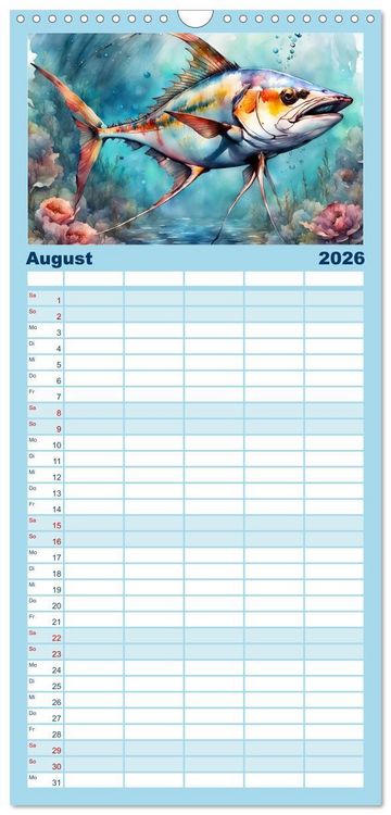 Produktbild: Familienplaner 2026 - Meereskreaturen - Lebendige Unterwasserwelt mit 5 Spalten (Wandkalender, 21 x 45 cm) CALVENDO