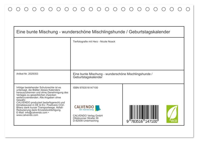 Produktbild: Eine bunte Mischung - wundersch&ouml;ne Mischlingshunde / Geburtstagskalender (Tischkalender 2026 DIN A5 quer), CALVENDO Monatskalender