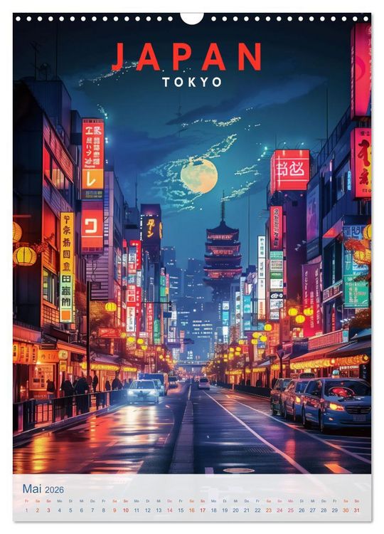 Produktbild: Japan - Old School Poster Style (Wandkalender 2026 DIN A3 hoch), CALVENDO Monatskalender