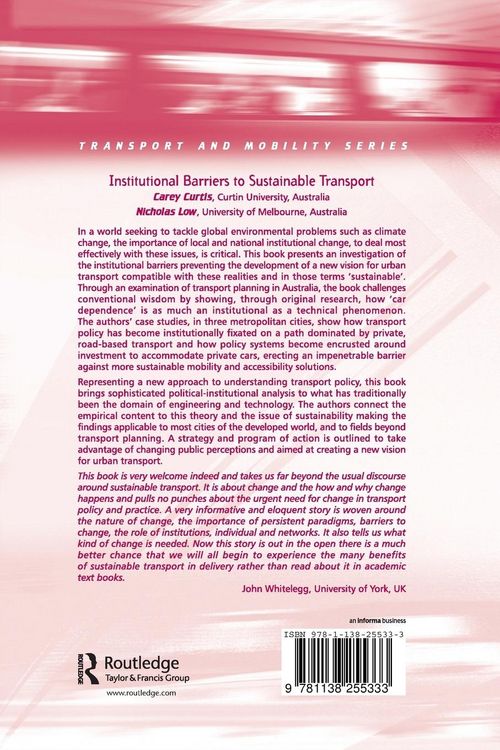Produktbild: Institutional Barriers to Sustainable Transport