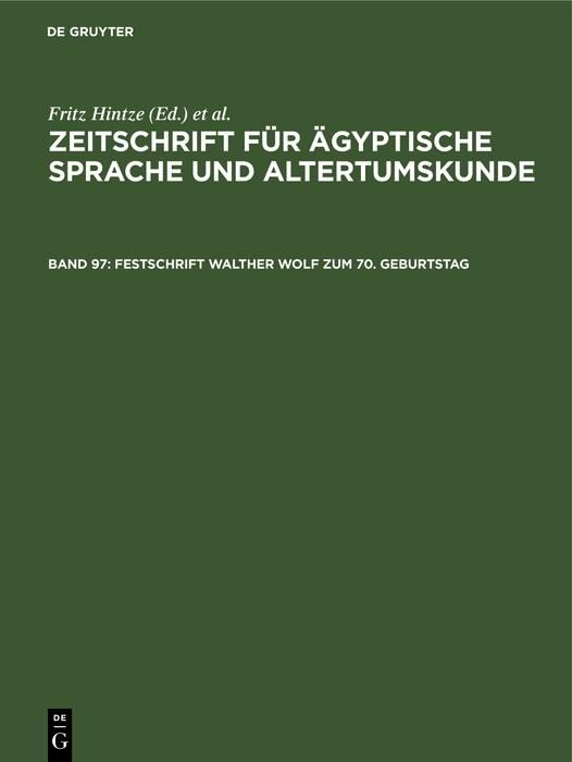 Produktbild: Festschrift Walther Wolf zum 70. Geburtstag