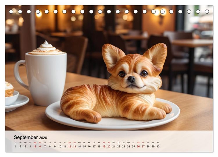 Produktbild: Tierische Croissants (Tischkalender 2026 DIN A5 quer), CALVENDO Monatskalender