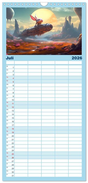 Produktbild: Familienplaner 2026 - Spannendes Weltraumabenteuer mit 5 Spalten (Wandkalender, 21 x 45 cm) CALVENDO