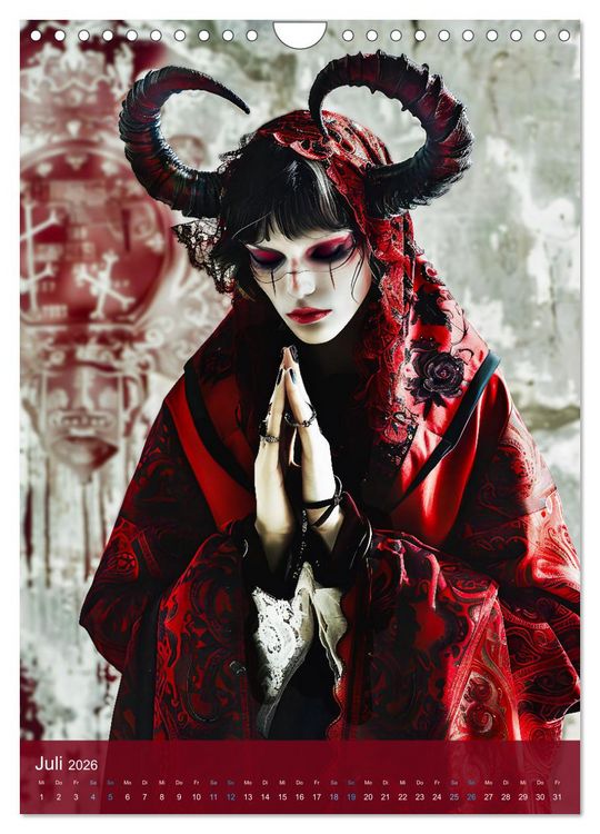 Produktbild: Teuflische Gothics - Gothic, Girls und H&ouml;rner (Wandkalender 2026 DIN A4 hoch), CALVENDO Monatskalender