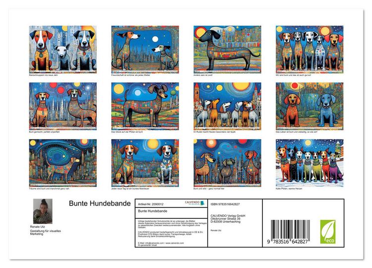 Produktbild: Bunte Hundebande (Wandkalender 2026 DIN A4 quer), CALVENDO Monatskalender