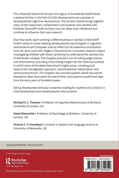 Produktbild: Taking Development Seriously A Festschrift for Annette Karmiloff-Smith