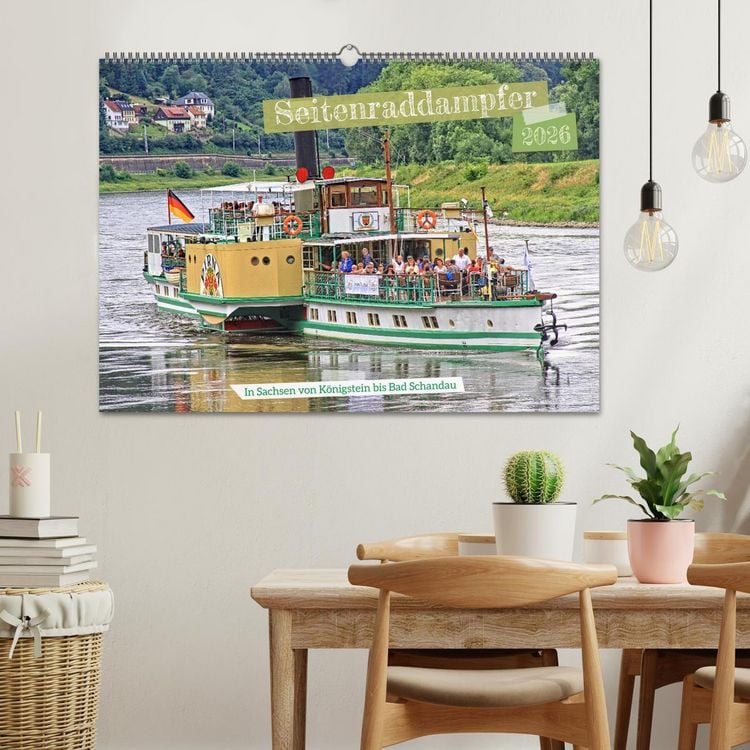 Produktbild: Seitenraddampfer &ndash; In Sachsen von K&ouml;nigstein bis Bad Schandau (Wandkalender 2026 DIN A2 quer), CALVENDO Monatskalender