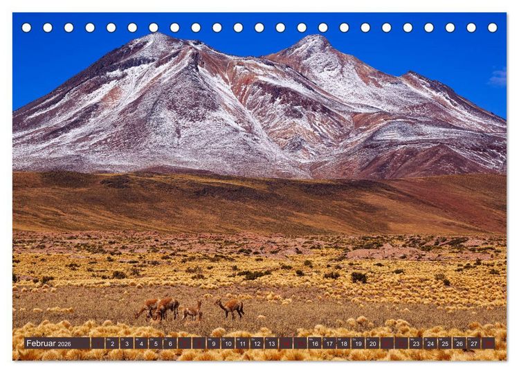 Produktbild: Atacama: Karge W&uuml;ste, m&auml;chtige Vulkane und farbenpr&auml;chtige Lagunen (Tischkalender 2026 DIN A5 quer), CALVENDO Monatskalender