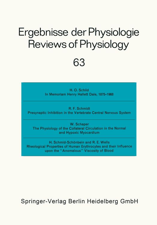 Produktbild: Ergebnisse der Physiologie / Reviews of Physiology
