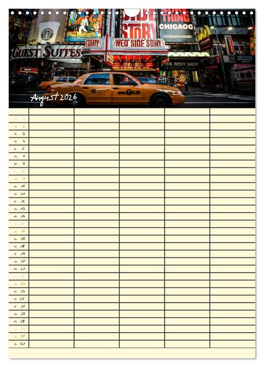 Produktbild: New York Familienplaner (Wandkalender 2026 DIN A3 hoch), CALVENDO Monatskalender