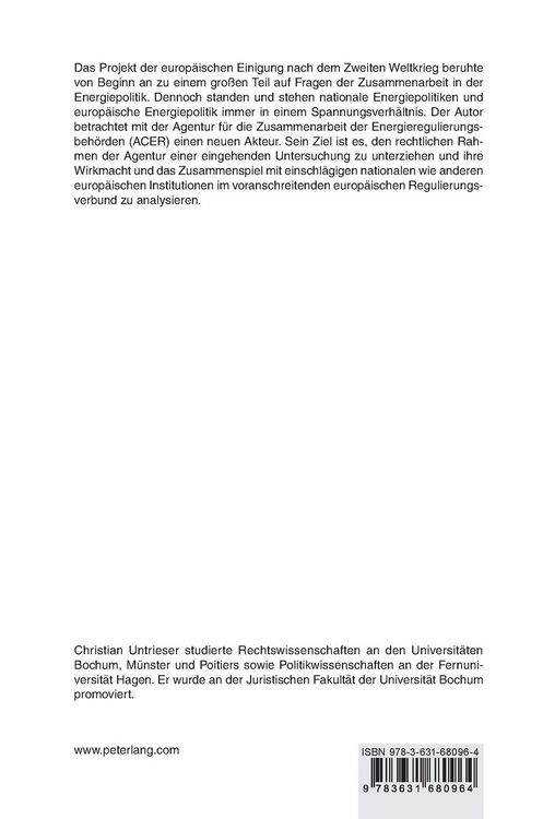Produktbild: Die Agentur f&uuml;r die Zusammenarbeit der Energieregulierungsbeh&ouml;rden im europ&auml;ischen Verwaltungsverbund